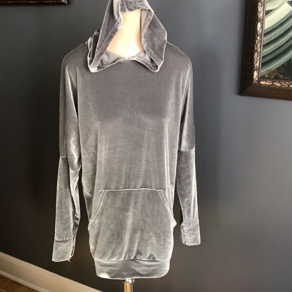 Influence gray velour stretch hoodie, S/M